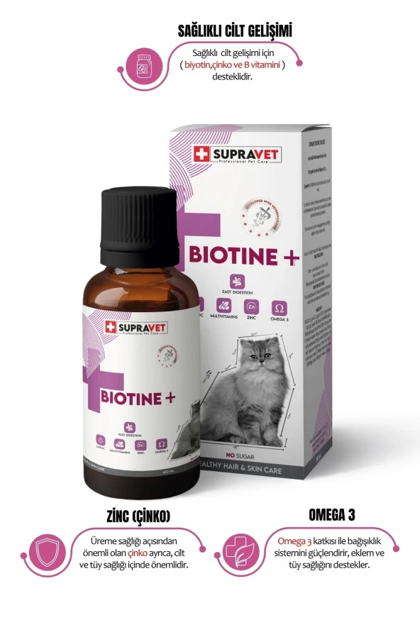 Supravet Biotine Cat Deri Tüy Sağlığı Damlası 100 Ml