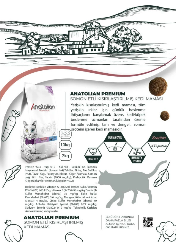 Anatolian Premium Somon Etli Kısırlaştırılmış Kedi Maması 10 KG - 5
