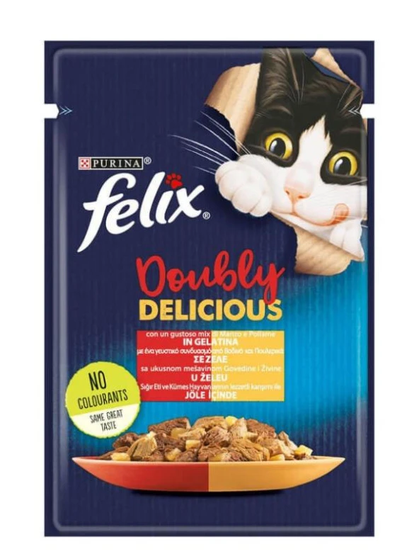 Felix Sığır Etli ve Kümes Hayvanlı Kedi Pouch 85 gr