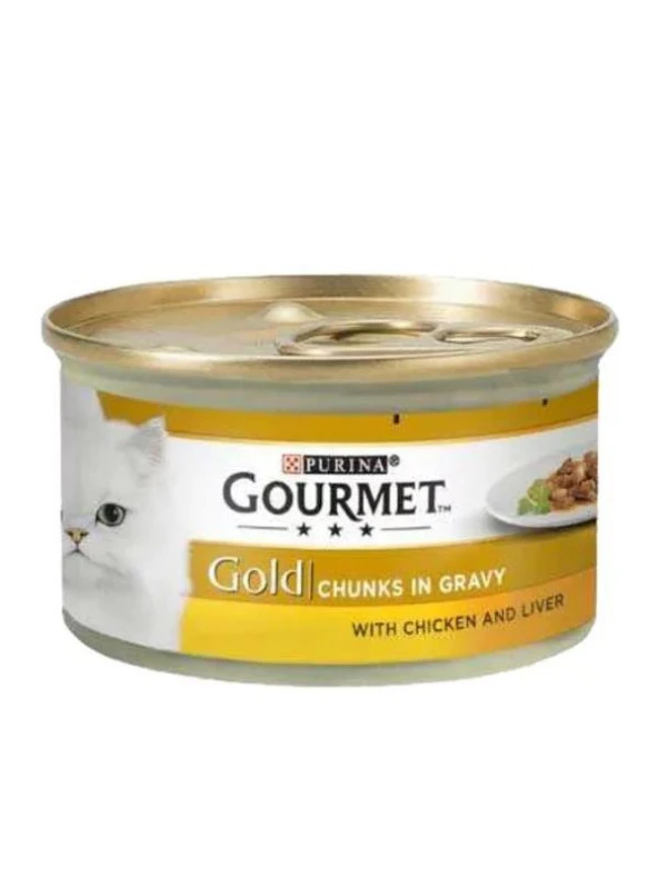 Gourmet Gold Parça Etli Soslu Tavuklu Ciğerli Kedi Konserve 85 gr