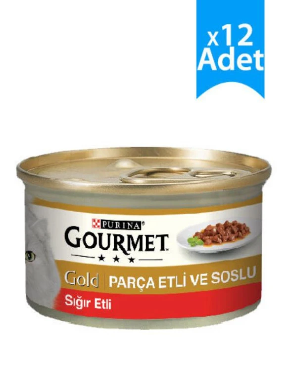 Gourmet Gold Parça Etli Soslu Sığır Etli Konserve 85 gr x 12 Adet