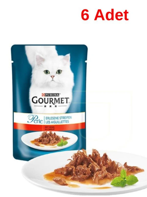 Gourmet Perle Izgara Sığır Etli Kedi Konserve Mama 85 Gr x 6 Adet