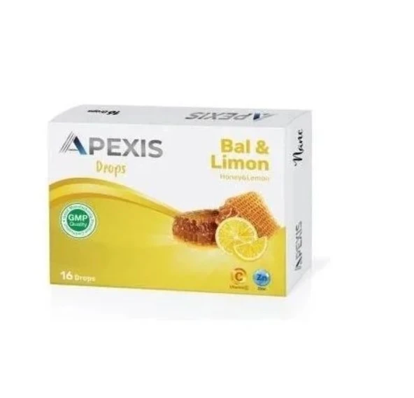 Apexis Drops Bal ve Limon Aromalı Pastil 16'lı