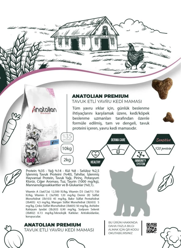 Anatolian Premium Kitten Chicken Tavuklu Yavru Kedi Maması 4 Kg - 5