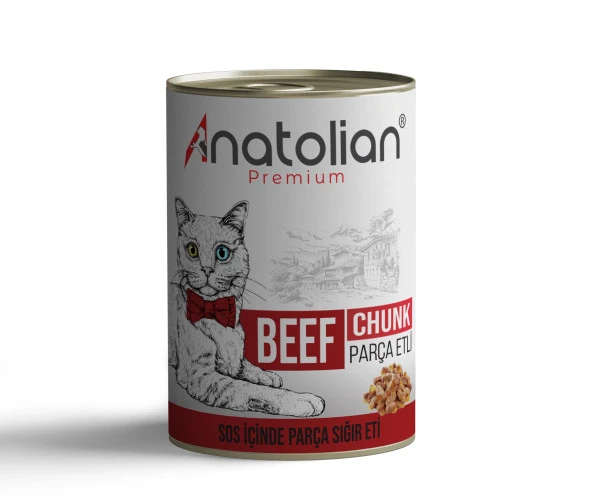 Anatolian Premium Adult Beef Biftekli Parça etli Yetişkin kedi Konservesi 400 gr