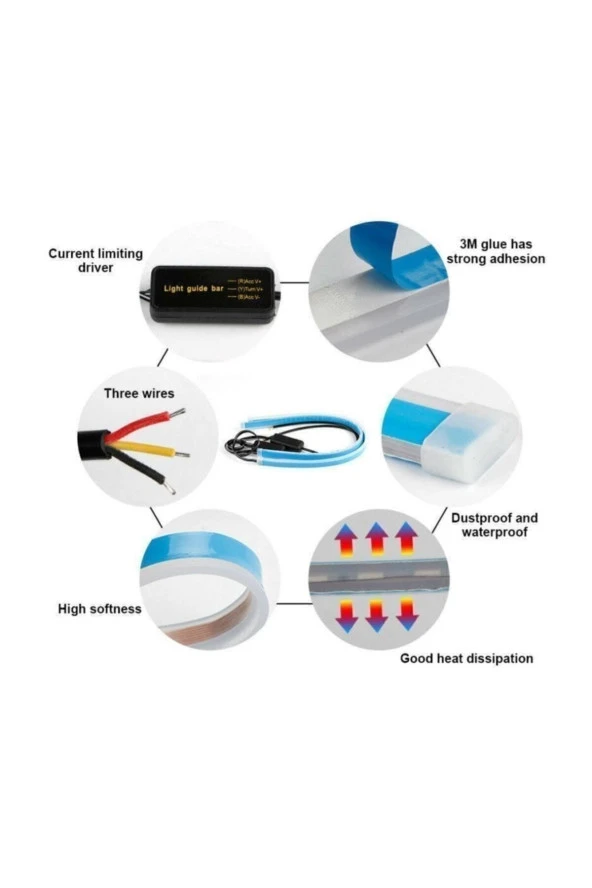 Far Üstü Ve Far içi 2 Renkli Kayar Sinyalli Gündüz Ledi 60 cm - 3