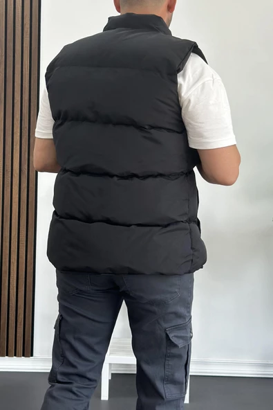 Erkek Crozvise Slim Fit Şişme Yelek Siyah KF03 - 4
