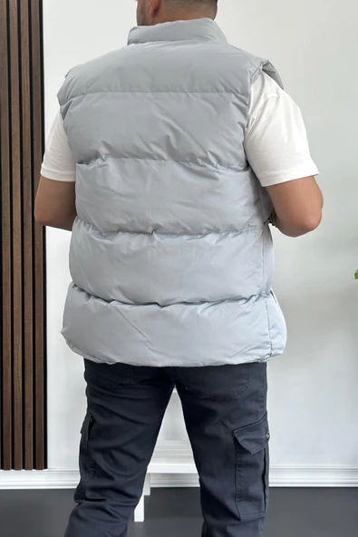 Erkek Crozvise Slim Fit Şişme Yelek Gri KF03 - 4
