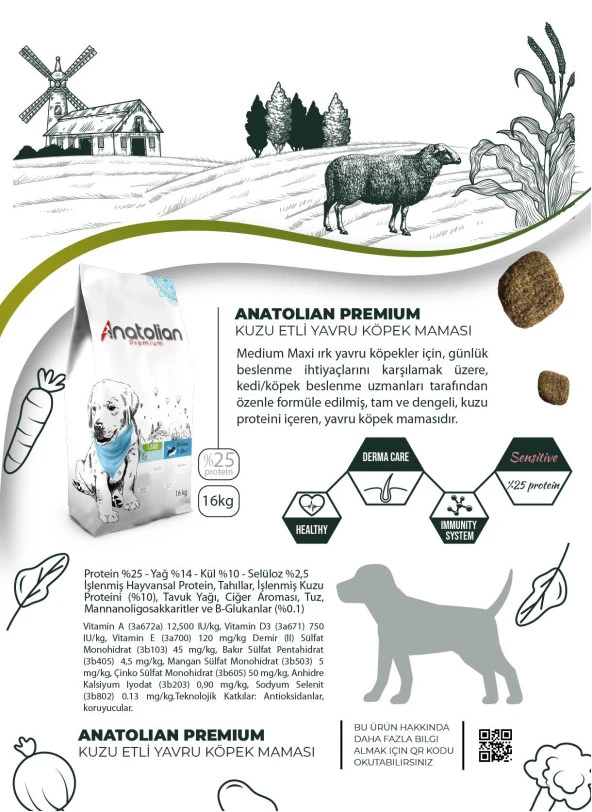 Anatolian Premium Kuzu Etli Yavru Köpek Maması 16 KG - 5