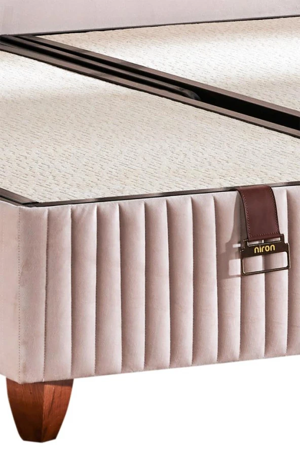 Hades Yatak Baza ve Başlık Seti 150x200 cm Çift Kişilik Paket Yaylı Lüks Yatak Krem Baza Başlık - 2
