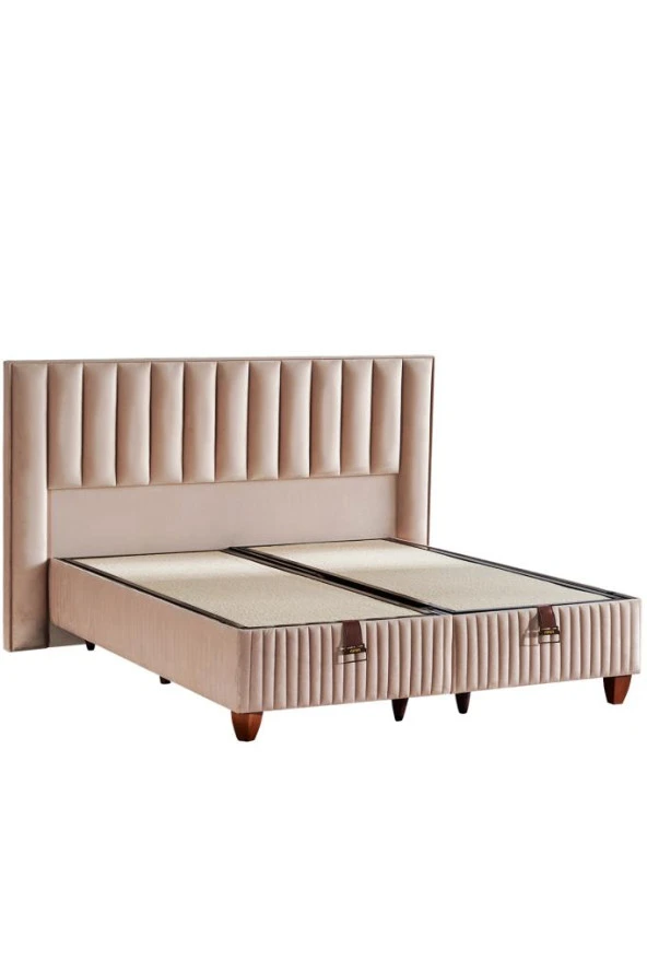 Hades Yatak Baza ve Başlık Seti 150x200 cm Çift Kişilik Paket Yaylı Lüks Yatak Krem Baza Başlık - 4