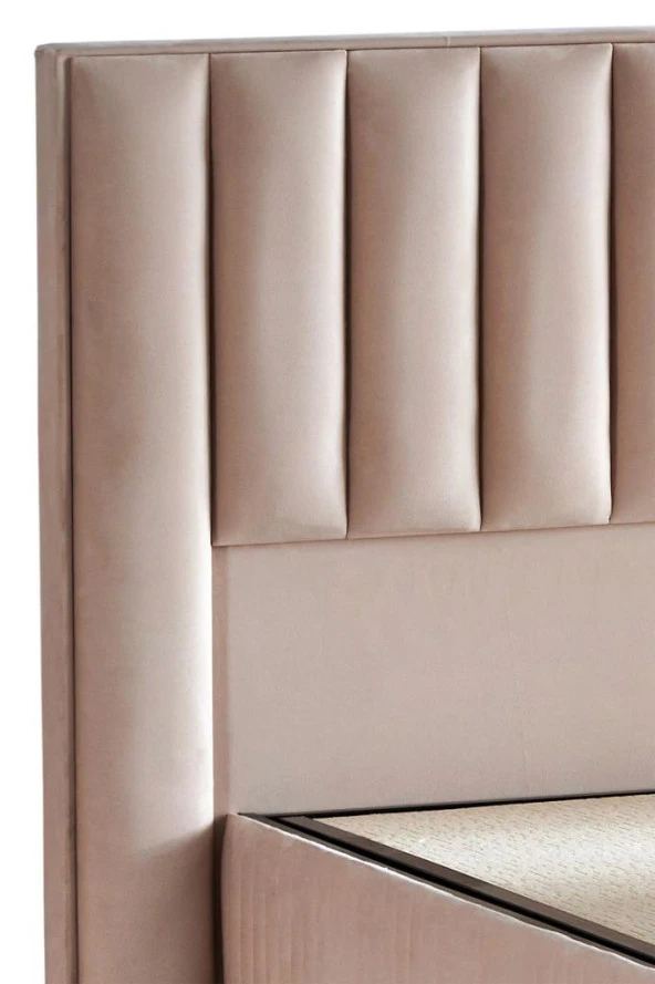 Hades Yatak Baza ve Başlık Seti 150x200 cm Çift Kişilik Paket Yaylı Lüks Yatak Krem Baza Başlık - 8