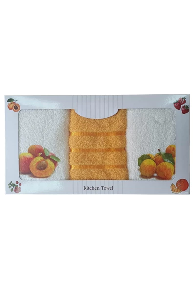 3 lü Meyve Baskılı %100 Pamuklu Mutfak Havlusu 30 x 50 Cm - 10