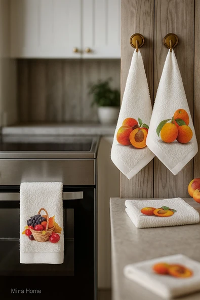 3 lü Meyve Baskılı %100 Pamuklu Mutfak Havlusu 30 x 50 Cm - 3