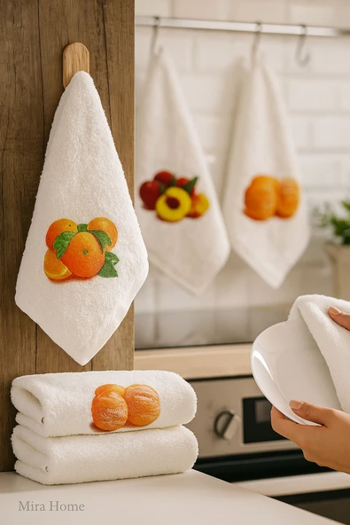 3 lü Meyve Baskılı %100 Pamuklu Mutfak Havlusu 30 x 50 Cm - 4