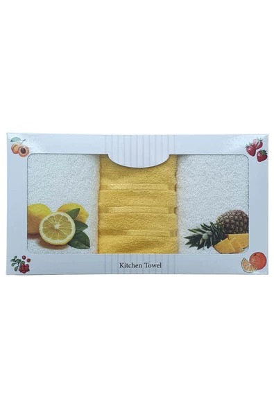 3 lü Meyve Baskılı %100 Pamuklu Mutfak Havlusu 30 x 50 Cm - 7