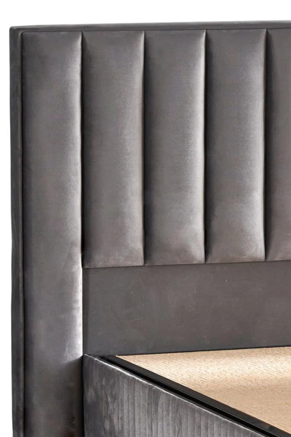 Niron  Hades Yatak Baza ve Başlık Seti 90x190 cm Tek Kişilik Paket Yaylı Lüks Yatak Koyu Gri Baza Başlık - Resim 8