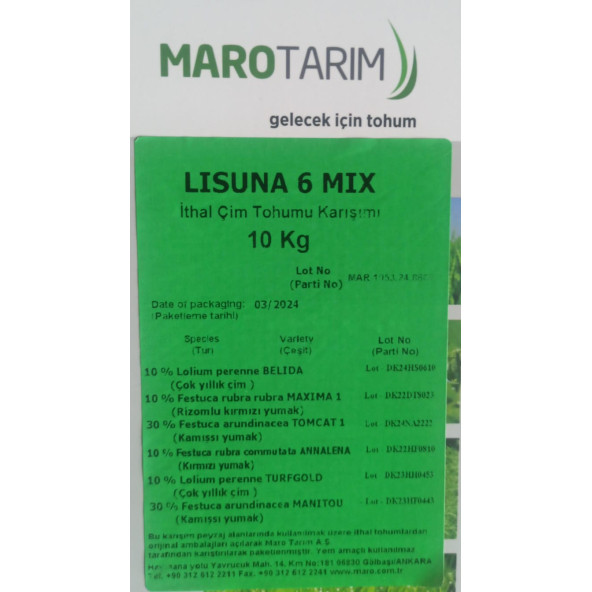 DSV LİPPA 6 MİX + LİSUNA 6 MİX + VERDE 6N+ SHADOW 5S +TAMU 5 MİX + SPECIAL 4S ÇİM TOHUMU - 1 KG - - 5