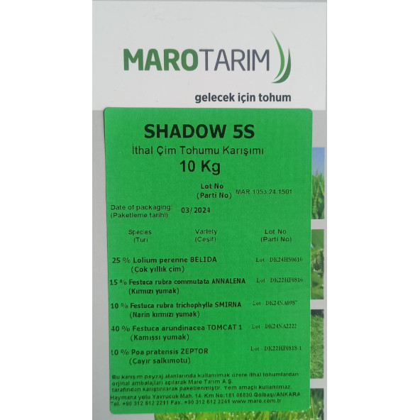 DSV LİPPA 6 MİX + LİSUNA 6 MİX + VERDE 6N+ SHADOW 5S +TAMU 5 MİX + SPECIAL 4S ÇİM TOHUMU - 1 KG - - 6