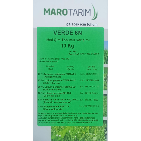 DSV LİPPA 6 MİX + LİSUNA 6 MİX + VERDE 6N+ SHADOW 5S +TAMU 5 MİX + SPECIAL 4S ÇİM TOHUMU - 1 KG - - 7