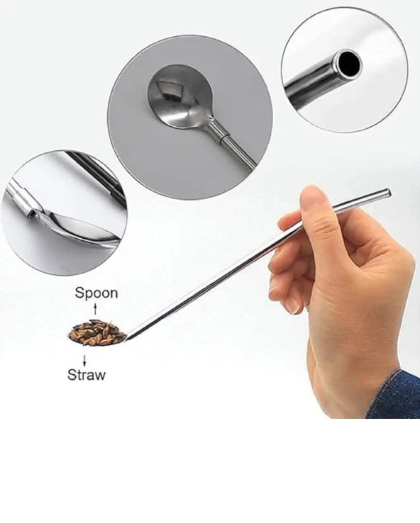 Çelik uzun kaşık 3 lü kokteyl cezve kaşığı - mocca latte kaşığı - bar kaşığı - Resim 2