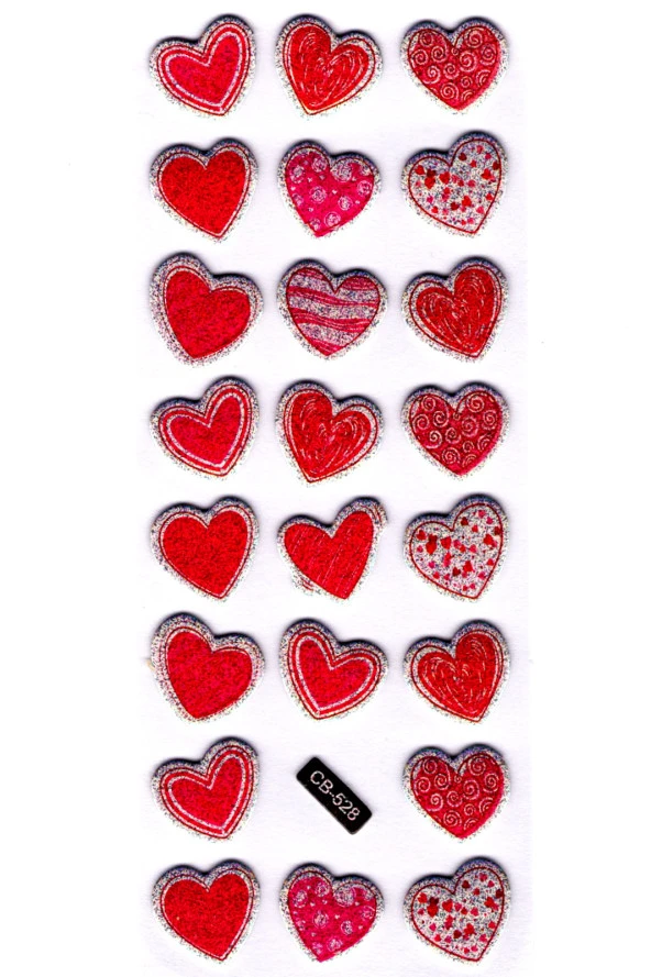 Sticker Kabartmalı Sticker Defter, Planlayıcı Etiket - (cb-528) 16x7 cm-Desenli Kalp