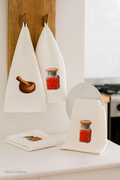 3 lü Zeytin Baskılı %100 Pamuklu Mutfak Havlusu 30 x 50 Cm - 4