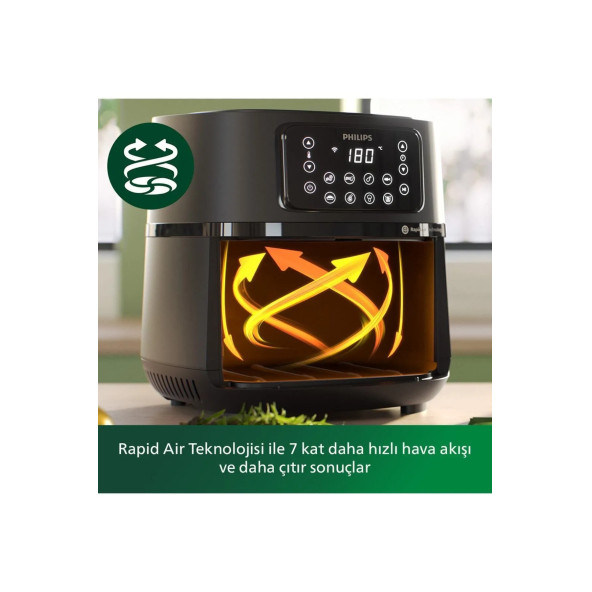 Philips 5000 Serisi XXL Airfryer, Uzaktan Bağlantı, 1.4kg, 7.2L Kapasite + Aksesuarlar, HD9285/96 - 4