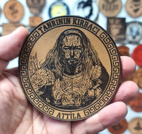 Tanrının Kırbacı Attila - Deri Peç - Arma - Leather Patch - 2