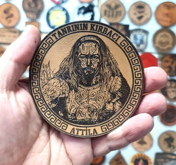 Tanrının Kırbacı Attila - Deri Peç - Arma - Leather Patch - 3