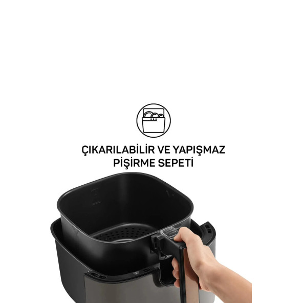 Arzum AR2074-B Airtasty XL Yağsız Fitöz Airfryer, 6 Litre Kapasite, Bakır - 4