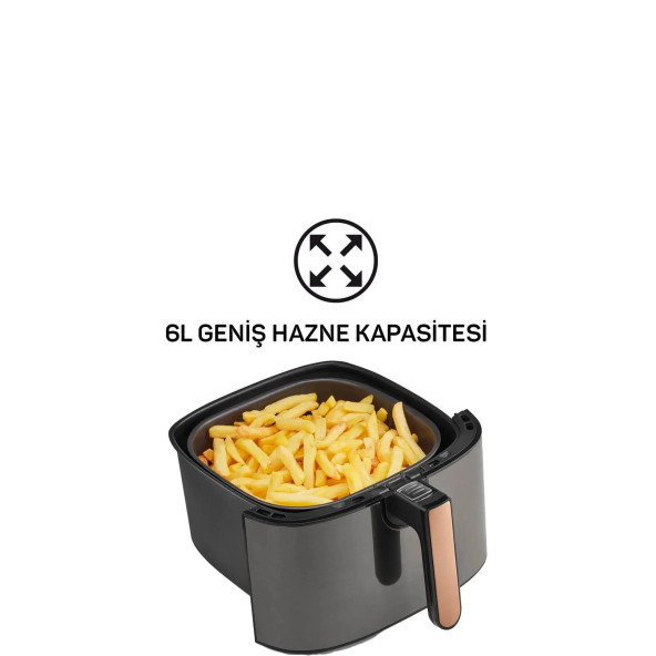 Arzum AR2074-B Airtasty XL Yağsız Fitöz Airfryer, 6 Litre Kapasite, Bakır - 5