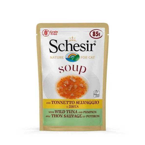 Schesir Yetişkin Kediler İçin Yabani Ton Balıklı Balkabaklı Yaş Mama 85 Gr SOUP