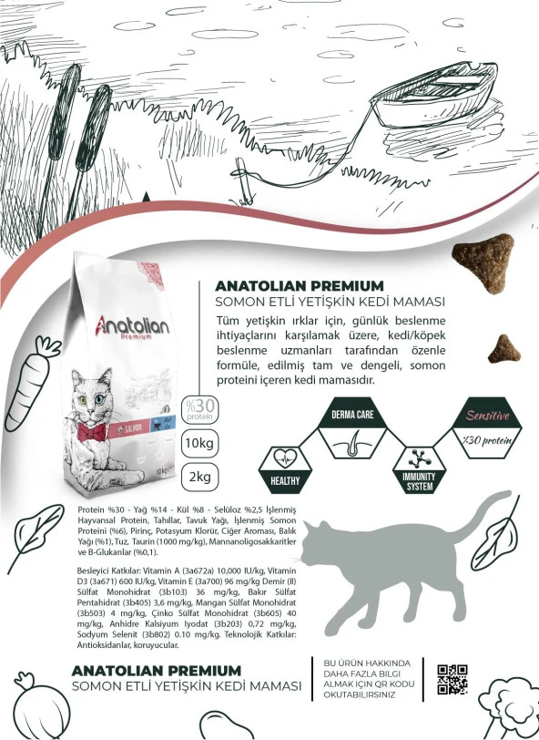 Anatolian Premium Adult Salmon Somonlu Yetişkin Kedi Maması 2 Kg - 5