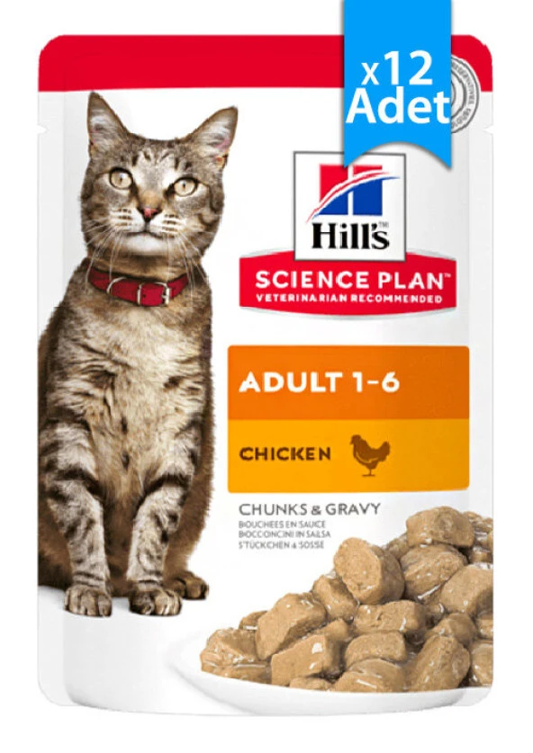 Hill's SCIENCE PLAN Yetişkin Tavuklu Kedi Pouch 12 X 85g