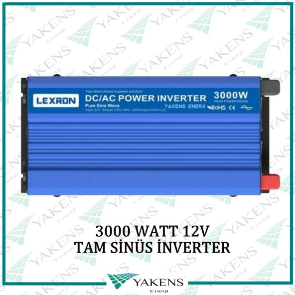 3000 Watt 12V Tam Sinüs İnverter Lexron ürün görseli