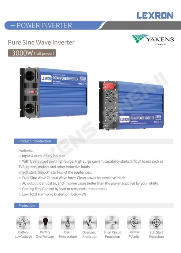 3000 Watt 12V Tam Sinüs İnverter Lexron - Resim 3
