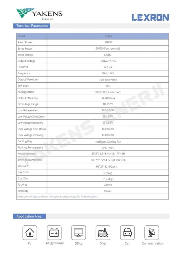 3000 Watt 12V Tam Sinüs İnverter Lexron - Resim 4