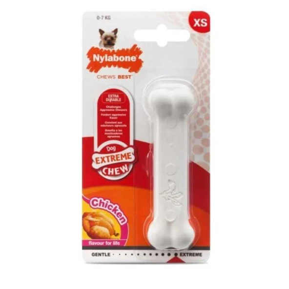 Nylabone Tavuk Aromalı Köpek Çiğneme Kemiği XS