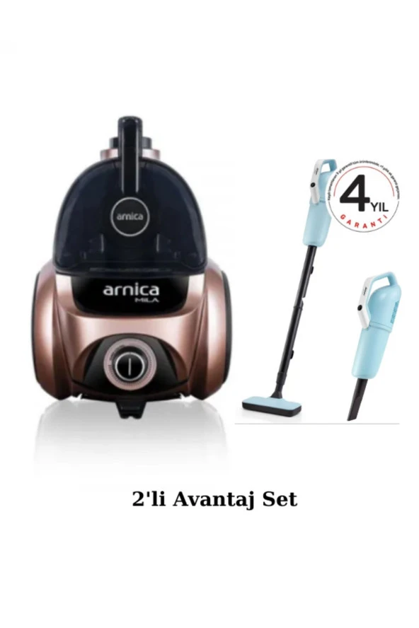 Arnica Mila ET14441 750 W Rose Toz Torbasız Süpürge - Arzum 2in1 Kablolu Dikey Süpürge Avantaj Set