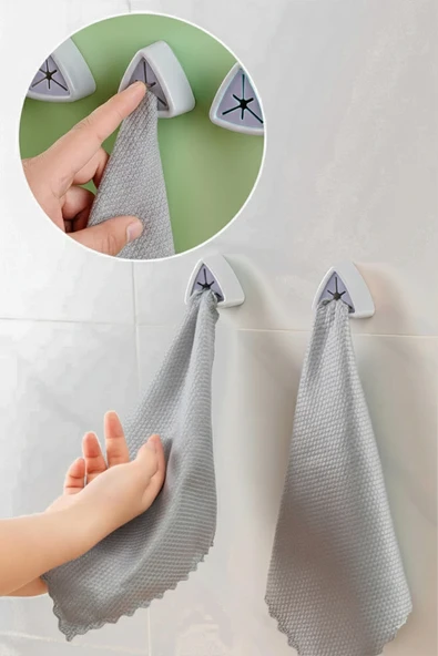 4’Lü Yapışkanlı Havlu Askısı Bez Tutucu Mutfak Banyo Lavabo Organizeri - Resim 8