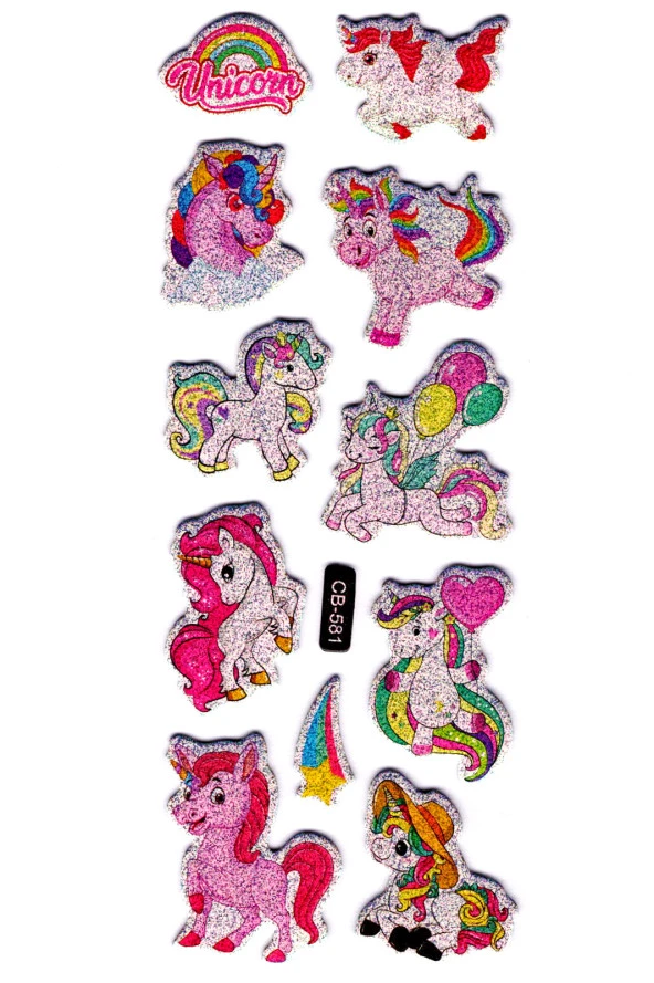 Sticker Kabartmalı Sticker Defter, Planlayıcı Etiket - (cb-581) 16x7 cm- Unicornlar