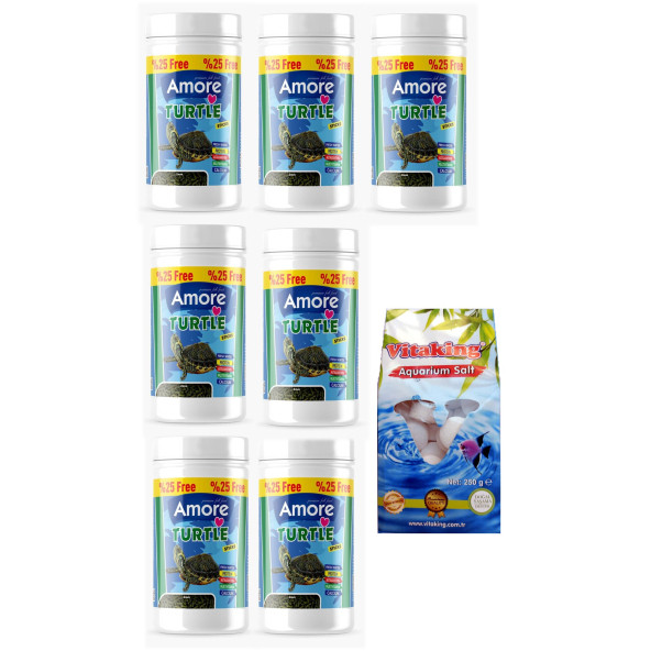 Amore Turtle Green Sticks 7x125ml Sürüngen ve Kaplumbağa Yemi, Kaya Tuzu Tabletleri - 1