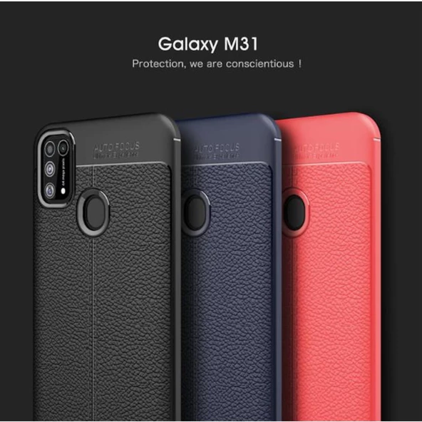 Samsung Galaxy M31 Kamera Korumalı Deri Desenli Kılıf - Resim 4