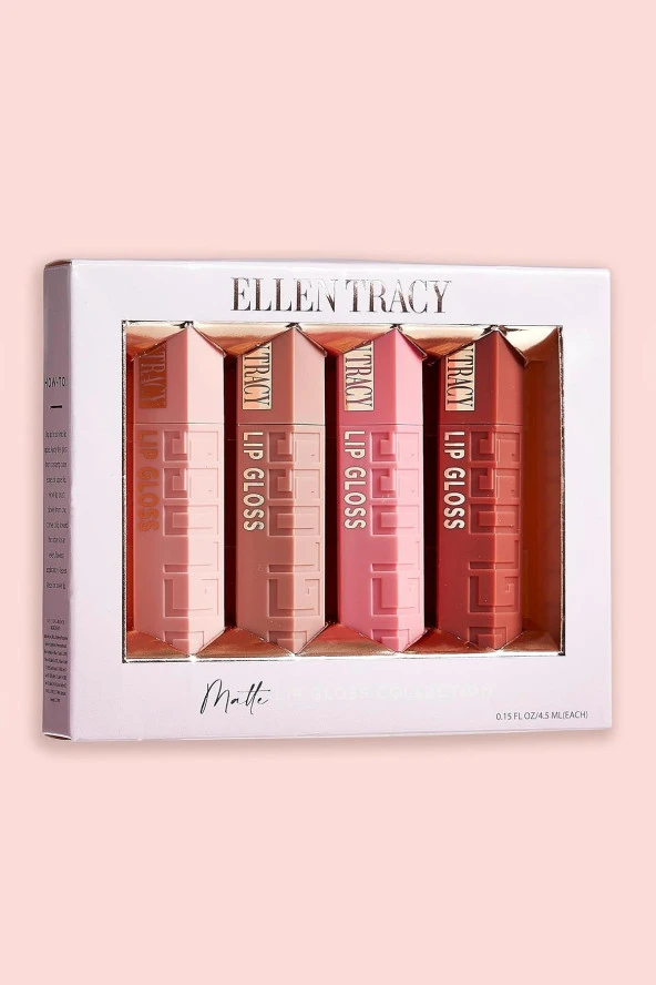 Ellen Tracy Matte Lip Gloss Mat Dudak Parlatıcısı Çeşit Paketi 4 Adet