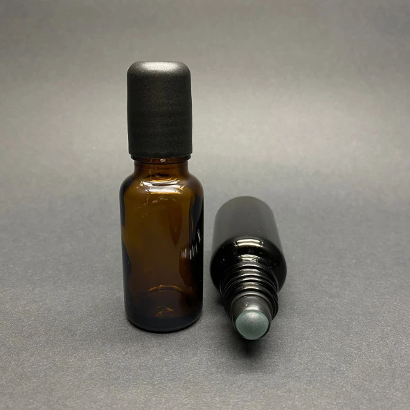 20 cc Amber Cam Roll on Şişesi , Siyah Kapaklı Rollon Şişe 20 Ml  x 3 Adet ürün görseli