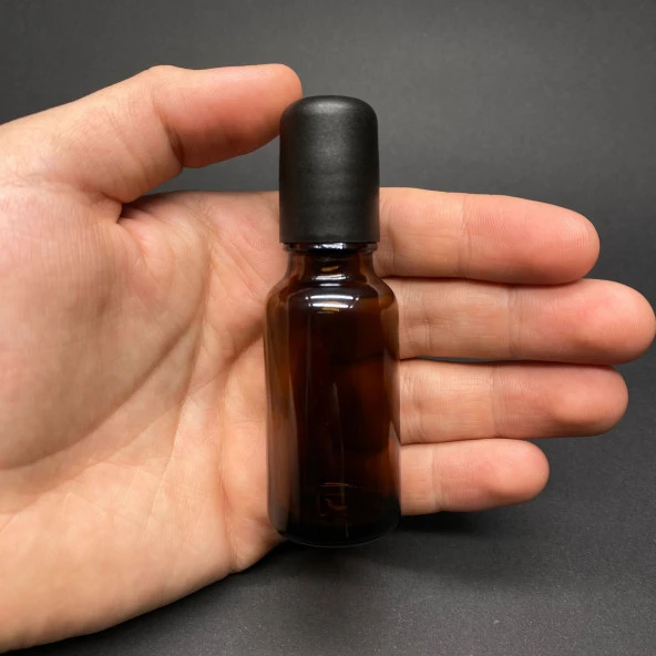 20 cc Amber Cam Roll on Şişesi , Siyah Kapaklı Rollon Şişe 20 Ml  x 3 Adet - Resim 2