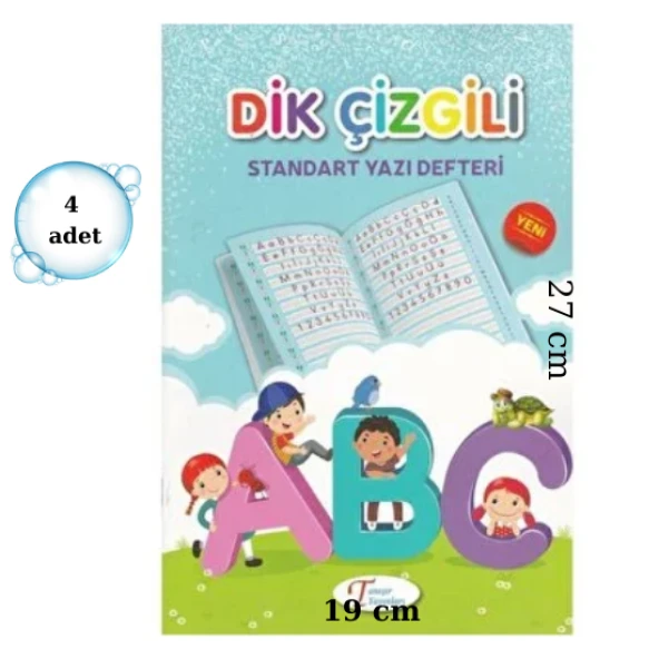 büyük boy standart dik çizgili güzel yazı defteri 1.cni sınıflar için 4 adet 48 sayfa