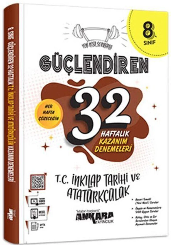 8. Sınıf T.C. İnkılap Tarihi ve Atatürkçülük Güçlendiren 32 Haftalık Kazanım Denemeleri Ankara Yayıncılık