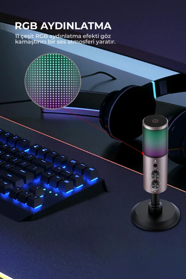 Havit Gamenote GK61 RGB Gaming Profesyonel Oyuncu Yayıncı Mikrofonu - 2